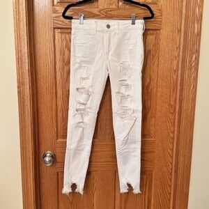 American Eagle Outfitters Jeans Womens Size 4 White Skinny Distressed